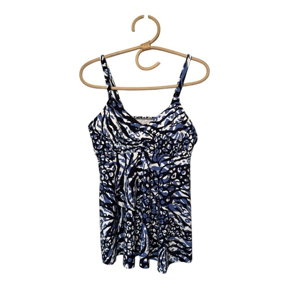 Swim Solutions Navy Animal Print Underwire Tankini Top Blue Size 8 , 12 SW230619 - Picture 4 of 14